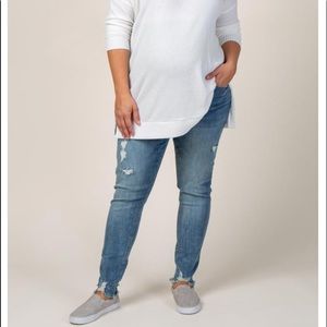Pinkblush Medium Wash Distressed Maternity Jeans